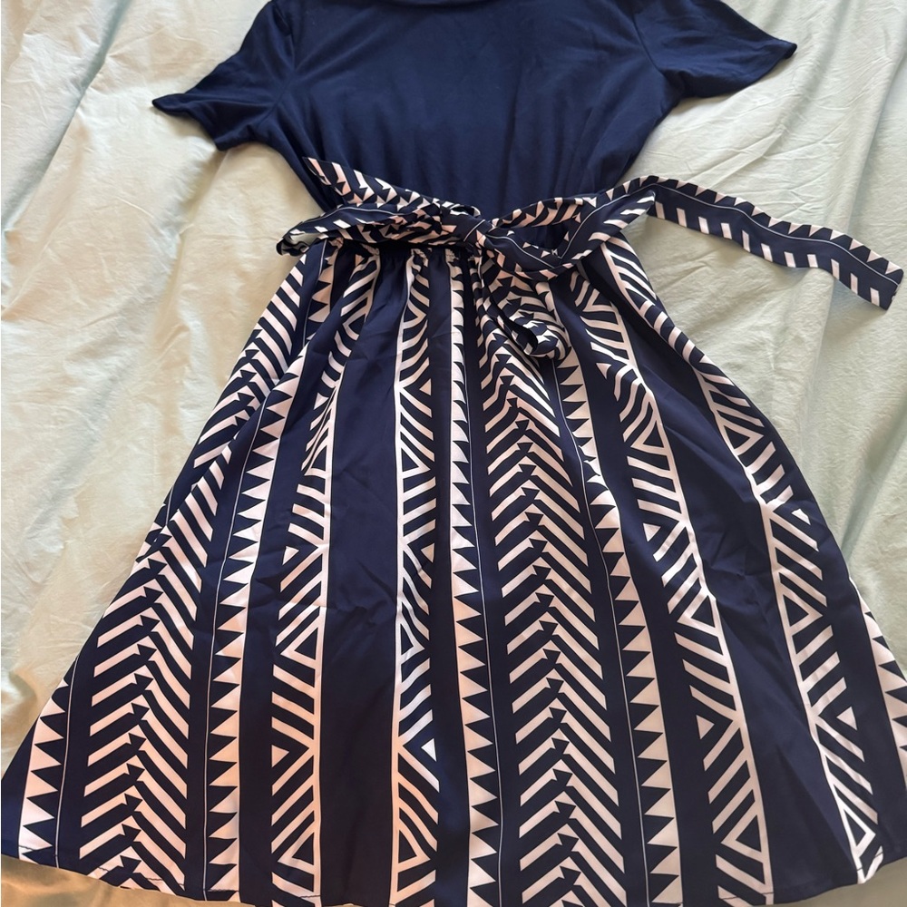 Cupshe Navy and White Patterned Dress
